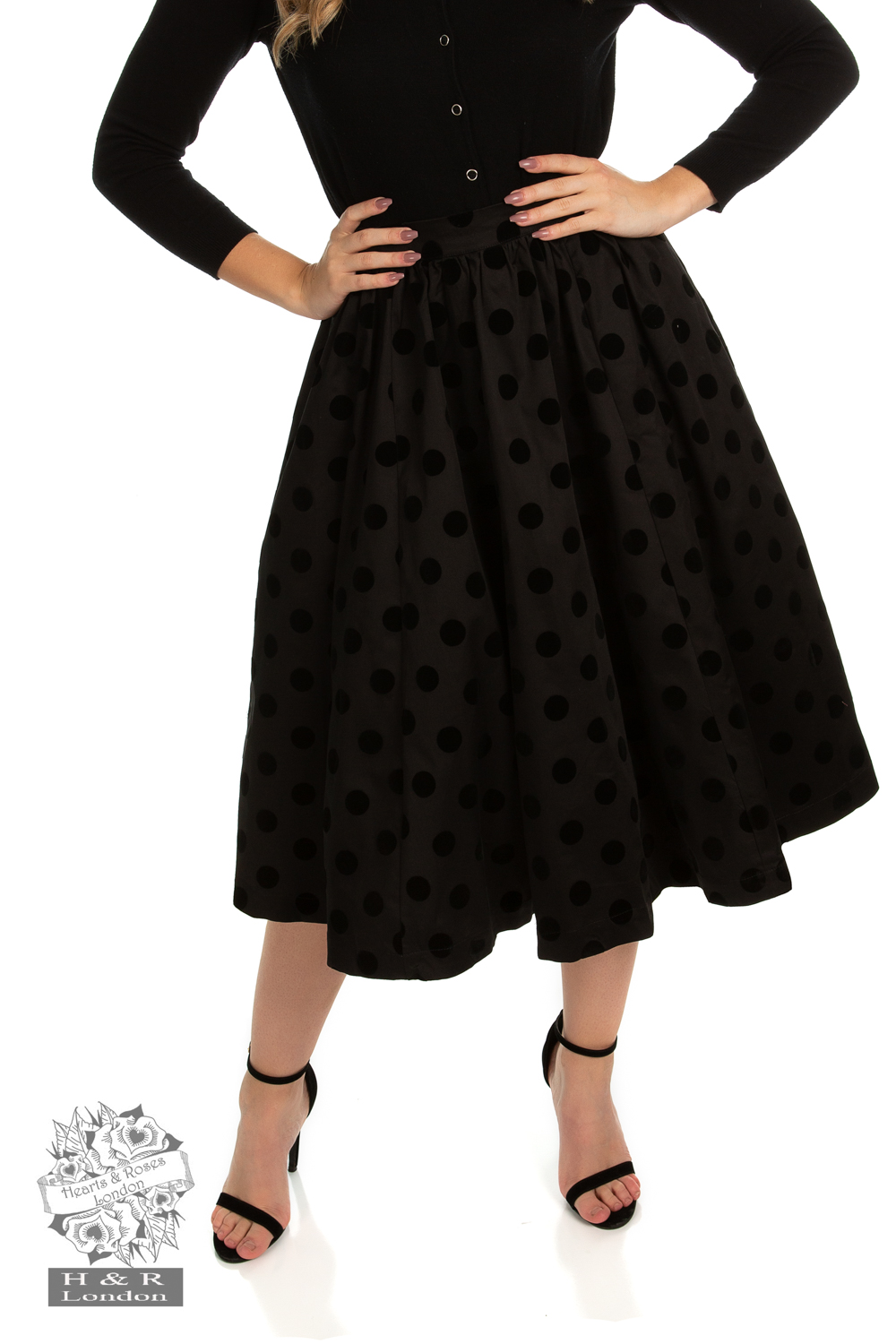 Suzie Swing Skirt in Black Flocking